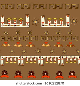 Aztec tribal seamless pattern. Abstract background with  hand drawn shapes and elements, Mayan style, Mexico, Brazil. geometric pattern.