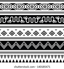 Aztec tribal seamless pattern with animals