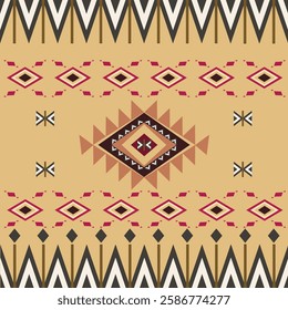 Aztec tribal seamless pattern. Native American Indian ornament. Navajo pattern. Idea for textiles, rugs, curtains, and blankets. Folk print.