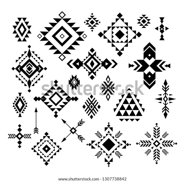 Aztec Tribal Shapes Symbols Collection Vector Stock Vector (Royalty ...