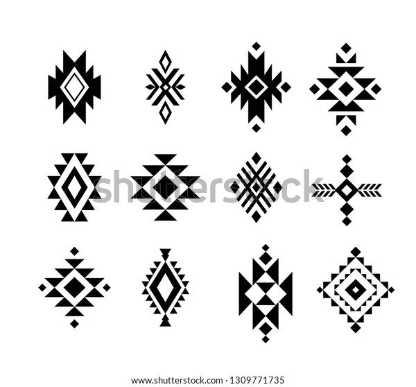 Aztec Tribal Shapes Symbols Collection Vector Stock Vector (Royalty ...