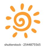 Aztec Tribal Sun Drawing Clip Art. Hand Drawn Logo Symbol. Doodle Sketch Element. Vector Sign Isolated on White