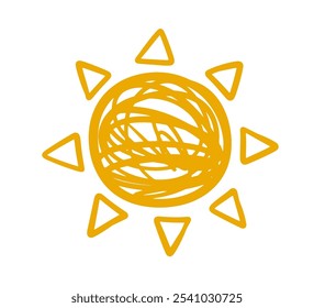 Aztec Tribal Sun Drawing Clip Art. Different Hand Drawn Symbol. Doodle Sketch Element. Vector Sign Isolated on White