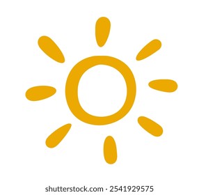 Aztec Tribal Sun Drawing Clip Art. Hand Drawn Logo Symbol. Doodle Sketch Element. Vector Sign Isolated on White