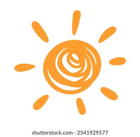 Aztec Tribal Sun Drawing Clip Art. Hand Drawn Logo Symbol. Doodle Sketch Element. Vector Sign Isolated on White