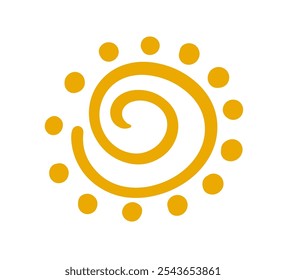 Aztec Tribal Sun Drawing Clip Art. Hand Drawn Logo Symbol. Doodle Sketch Element. Vector Sign Isolated on White