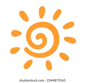 Símbolo de Logotipo Desenhado à Mão Asteca Tribal Sun Drawing Clip Art. Elemento de esboço Doodle. Sinal vetorial isolado no branco