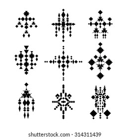 Aztec tribal. Tribal tattoo. Geometric patterns. Ethnic collection