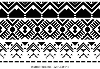 Aztec tribal traditional texture background, abstract design in black and white, fabric, ornament, rug