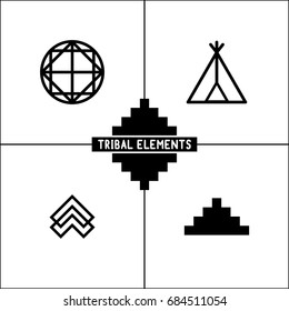 Aztec Tribal Vector Icon Elements