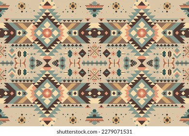 Aztec turkey seamless pattern pastel colors. Abstract traditional folk old ancient antique tribal ethnic graphic line. Ornate elegant luxury vintage retro modern minimal style for texture textile