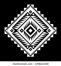 Aztec vector element, ethnic ornament. Tribal design, geometric symbol for tattoo, logo, cards, decorative works. Navajo motif, isolated on black background.