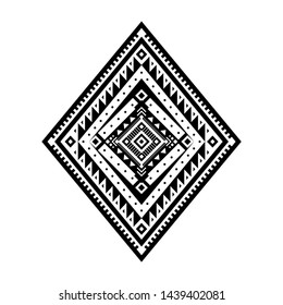 Aztec vector element, ethnic ornament. Tribal design, geometric symbol for border, frame, tattoo, logo, card, decorative works. Navajo motif, isolated on white background.