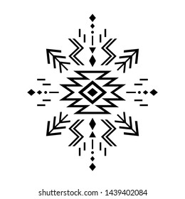 Aztec vector element, ethnic ornament. Tribal design, geometric symbol for border, frame, tattoo, logo, card, decorative works. Navajo motif, isolated on white background.