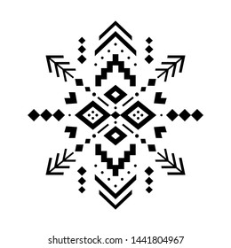 Aztec vector element, ethnic ornament. Tribal design, geometric symbol for border, frame, tattoo, logo, card, decorative works. Navajo motif, isolated on white background.