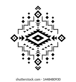 Aztec vector element, ethnic ornament. Tribal design, geometric symbol for border, frame, tattoo, logo, card, decorative works. Navajo motif, isolated on white background.