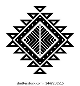 Aztec vector element, ethnic ornament. Tribal design, geometric symbol for tattoo, logo, cards, decorative works. Navajo motif, isolated on white background.