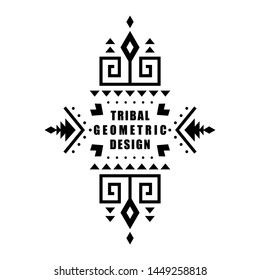 Aztec vector element, ethnic ornament. Tribal design, geometric symbol for tattoo, logo, cards, decorative works. Navajo motif, isolated on white background.