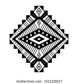 Aztec vector element, ethnic ornament. Tribal design, geometric symbol for tattoo, logo, cards, decorative works. Navajo motif, isolated on white background.