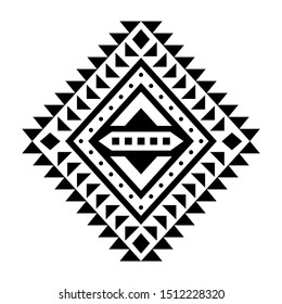 Aztec vector element, ethnic ornament. Tribal design, geometric symbol for tattoo, logo, cards, decorative works. Navajo motif, isolated on white background.