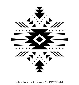 Aztec vector element, ethnic ornament. Tribal design, geometric symbol for border, frame, tattoo, logo, card, decorative paper. Navajo motif, isolated on white background.