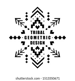 Aztec vector element, ethnic ornament. Tribal design, geometric symbol for border, frame, tattoo, logo, card, decorative works. Navajo motif, isolated on white background.