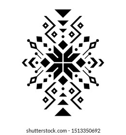 Aztec vector element, ethnic ornament. Tribal design, geometric symbol for border, frame, tattoo, logo, card, decorative paper. Navajo motif, isolated on white background.