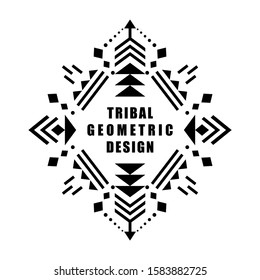Aztec vector element, ethnic ornament. Tribal design, geometric symbol for border, frame, tattoo, logo, card, decorative works. Navajo motif, isolated on white background.