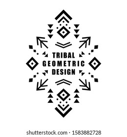 Aztec vector element, ethnic ornament. Tribal design, geometric symbol for border, frame, tattoo, logo, card, decorative works. Navajo motif, isolated on white background.