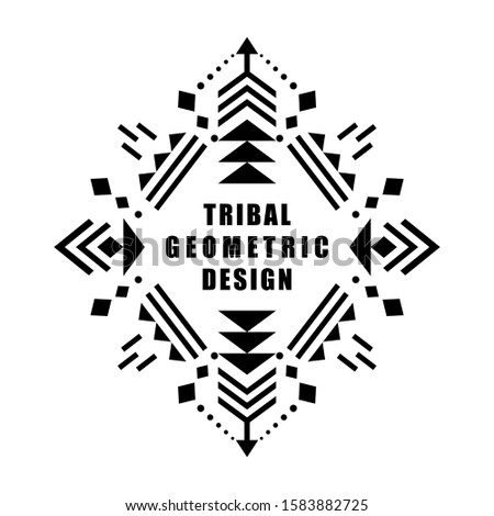 Aztec vector element, ethnic ornament. Tribal design, geometric symbol for border, frame, tattoo, logo, card, decorative works. Navajo motif, isolated on white background.