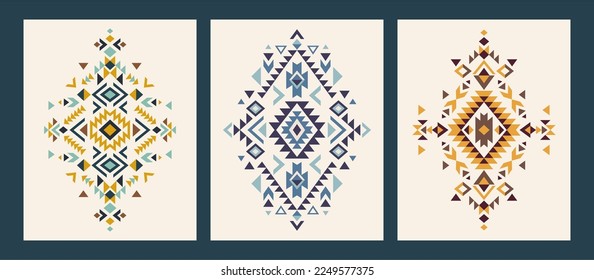 Aztec vector elements. Set of ethnic ornaments. Tribal design, geometric symbols for border, frame, tattoo, logo, cards, decorative paper. Navajo motifs.