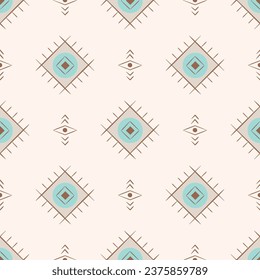 Aztec vector seamless pattern with rombs. Native American tribal, ethnic elements background.