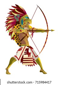 Aztec Warrior With Bow And Arrow