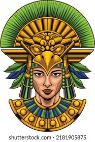 Ilustración guerrera azteca con vector de stock de calidad superior