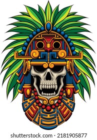 Ilustración guerrera azteca con vector de stock de calidad superior