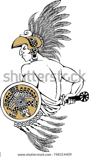 Aztec Warrior Vector Illustration Stock Vector (Royalty Free) 748314409 ...