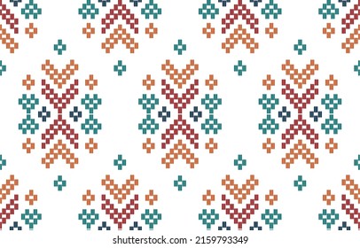 Aztec woven embroidery beautiful pattern. Navajo chevron seamless pattern in tribal, Mexican Aztec geometric art ornament print. Design for carpet, wallpaper, wrapping, fabric, cover, textile