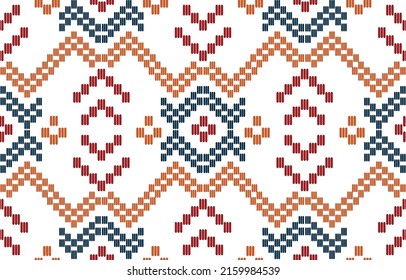 Aztec woven embroidery beautiful pattern. Navajo chevron seamless pattern in tribal, Mexican Aztec geometric art ornament print. Design for carpet, wallpaper, wrapping, fabric, cover, textile