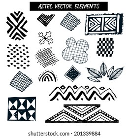 Aztec,african design elements,motifs,vector.