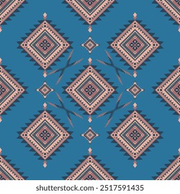 Aztec-inspired seamless pattern Geometric pattern, featuring diamond and chevron shapes. Ideal for home decor and wall art.