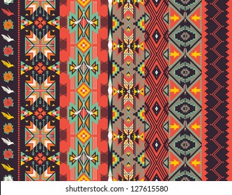 Aztecs seamless pattern on hot color