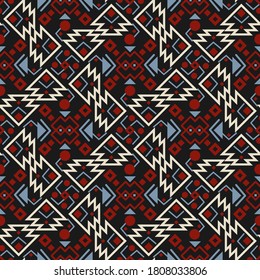 Aztecs seamless pattern. Tribal ethnic ornament. Geometric abstract background.