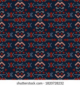 Aztecs seamless pattern. Tribal ethnic ornament. Geometric abstract background.