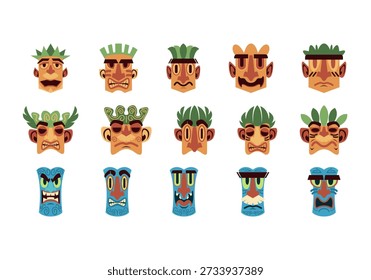 Conjunto de ícones de ilustração de máscara asteca