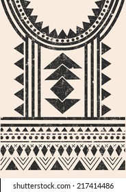 Aztec,tribal t-shirt print in charcoal color