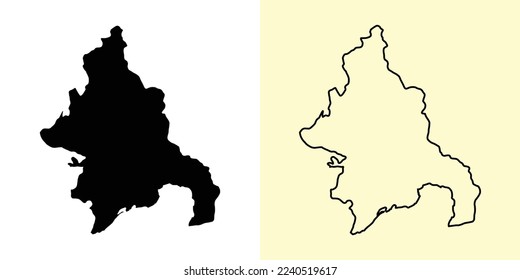 Azua map, Dominican Republic, Americas. Filled and outline map designs. Vector illustration