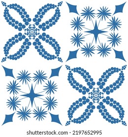 Azulejo blue seamless pattern, traditional spanish pattern for interior decoration and fabric dyeing, vector illustration eps