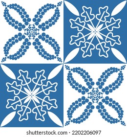 Azulejo blaues nahtloses Muster, traditionelles spanisches Muster für Innendekoration und Stofffärbung, Vektorgrafik