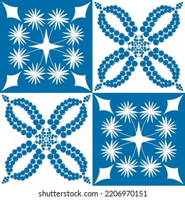 Azulejo blue seamless pattern, traditional spanish pattern for decoration and fabric dyeing