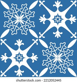 Azulejo blue seamless pattern, traditional spanish pattern for interior decoration and fabric dyeing